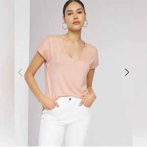 White House Black Market Power Tee in Cafe Cream/Gold Foil